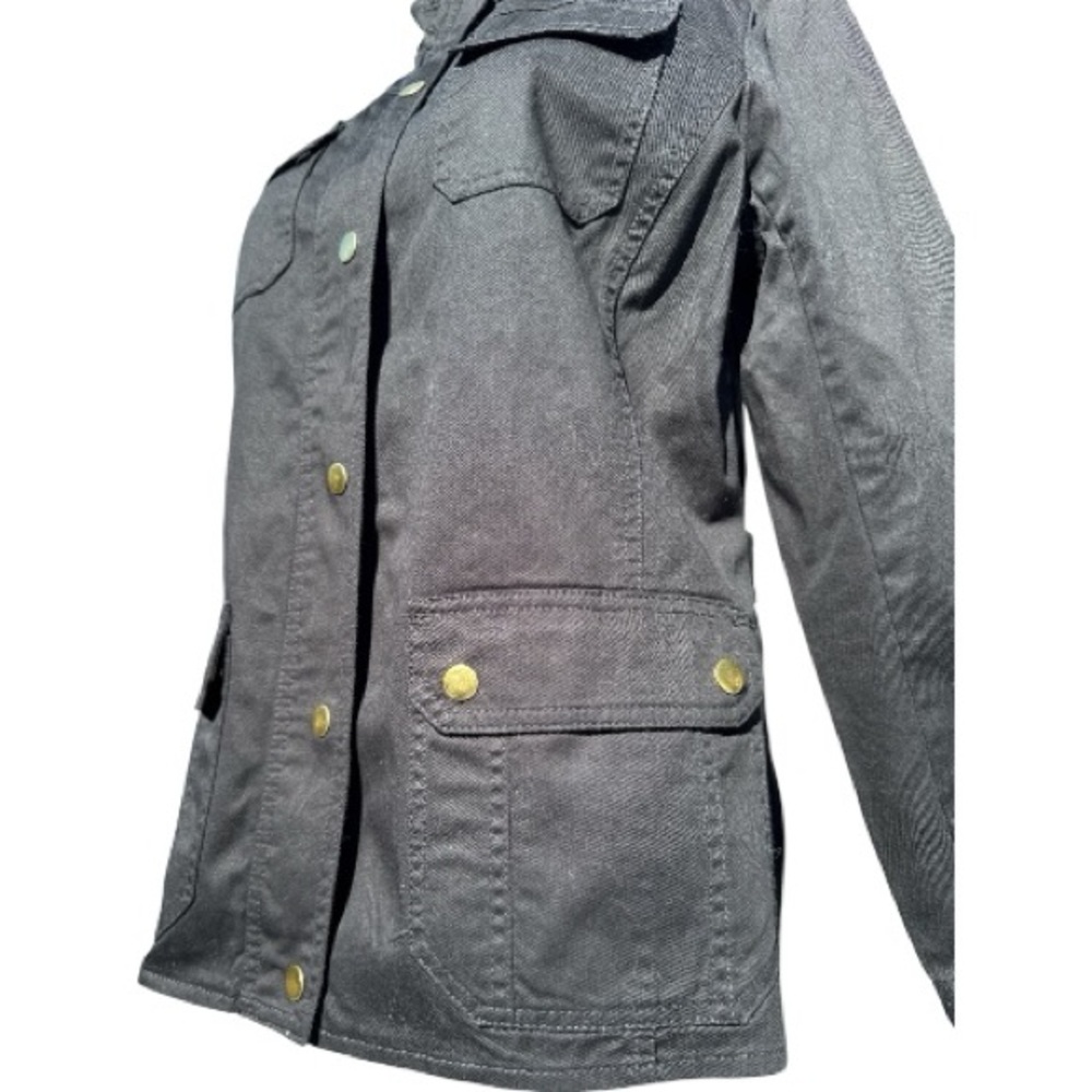 Talbots Jacket Black with Gold Tone Snaps & Zipper Size 12P - Picture 4 of 12